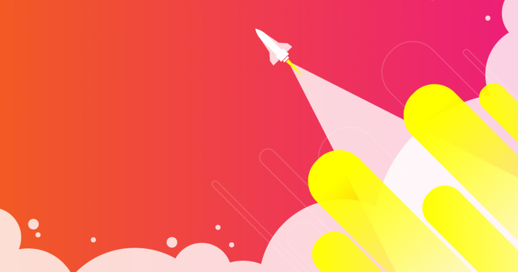 Rocket blasting off into space 